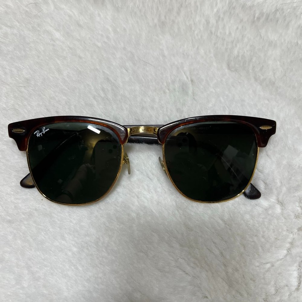Ray-Ban Clubmaster Sunglasses in Tortoise and Gold with Green Lenses